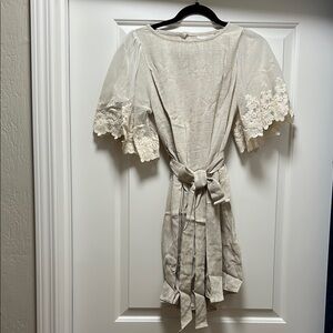 [3/$15] Cream Ruffled Wrap Woven Sundress